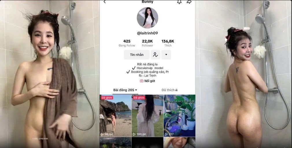 Tắm cùng em tiktoker Bunny (@laitrinh09) mặt xinh body ngon